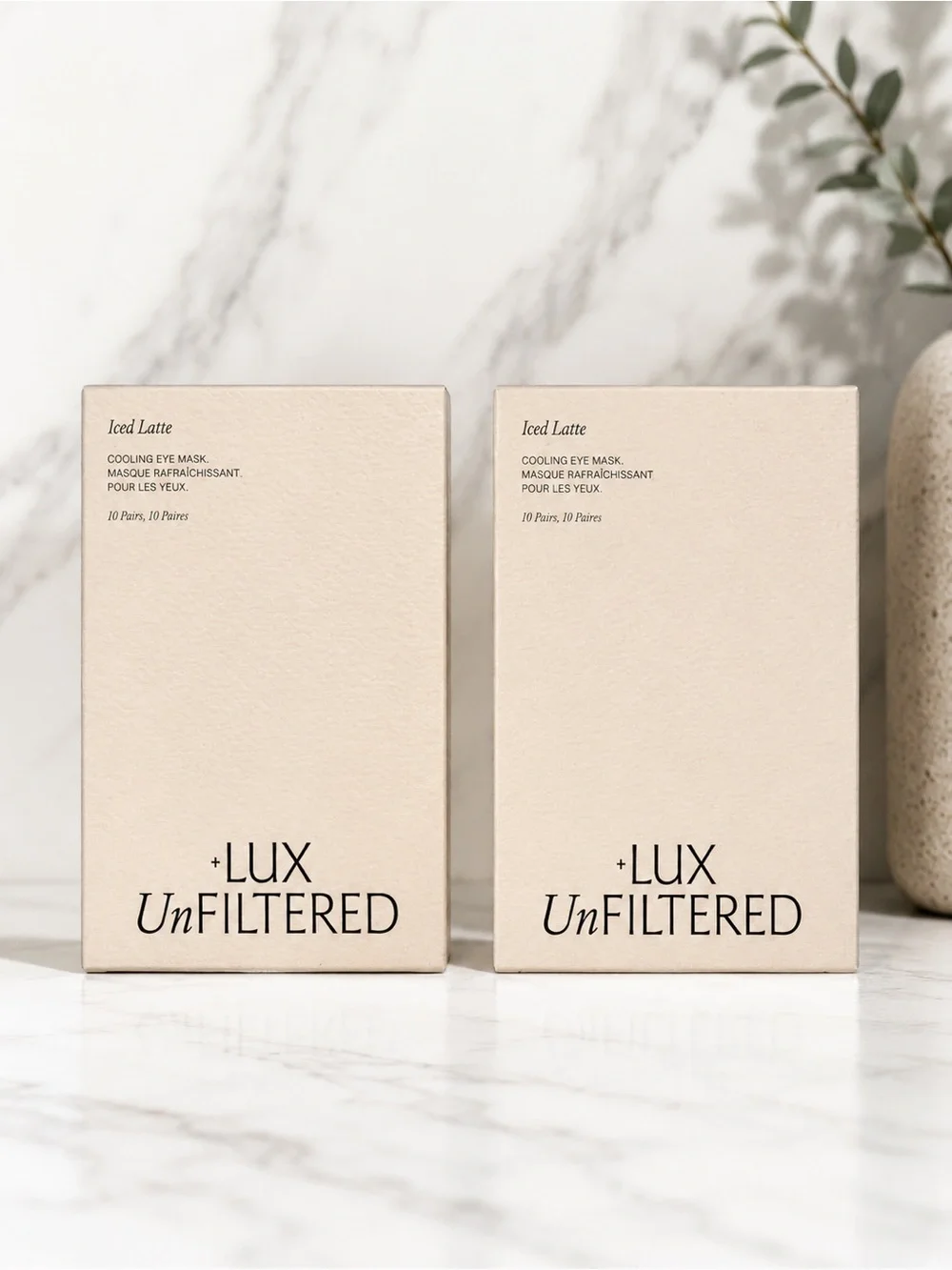 (2 Pack) +LUX Unfiltered Iced Latte Cooling Korean Under Eye Patches - 20 Pairs - Picture 1 of 6